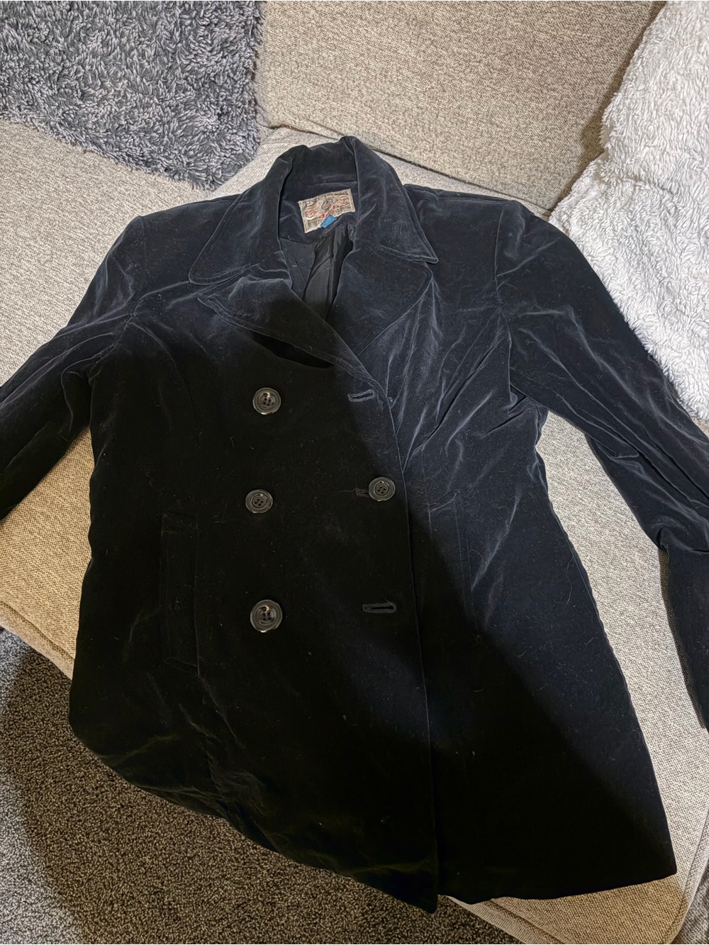 Express Black Velvet Double-Breasted Blazer Jacket